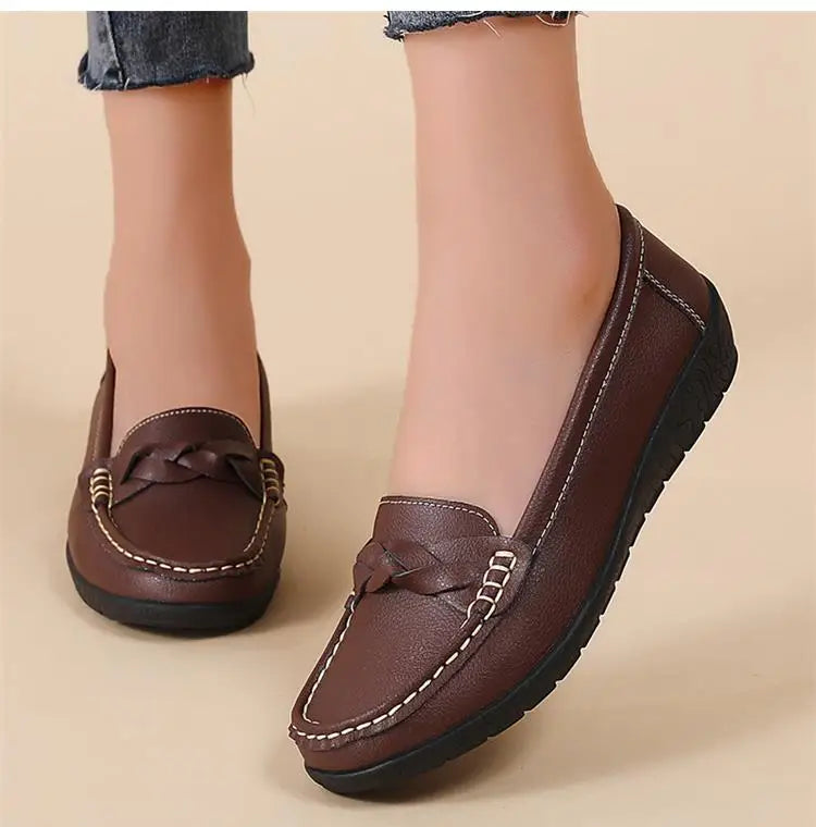 Women Flats Genuine Leather Fashion Tenis Flat Shoes Moccasins Women Shoes Slip On Women's Shoes Oxford Plus Size Zapatos Mujer