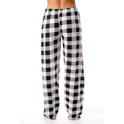 Women Christmas Pajama pants Autumn Winter Plaid Printed Pants Fashion Casual Wide Leg Pants Clothing Streetwear