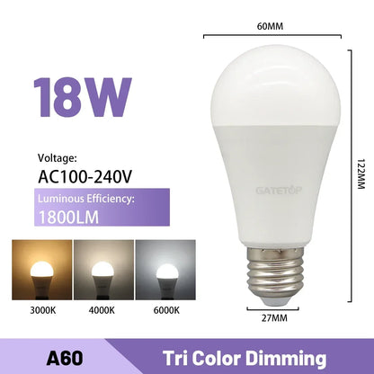 1-20pcs LED 3 Color adjusted Bulb AC110V 220V E27 B22 base Light Bulb 3CCT（3000K 4000K 6000K） Memory Function Color Temp Reset