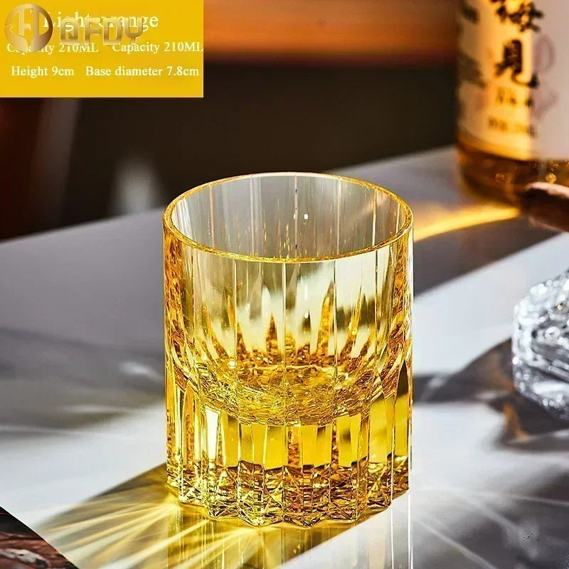 Hand-carved Light Luxury Premium Star Mang Glass Beer tumbler Home Wine Glass Engraved Thick Whiskey Glass Crystal cup