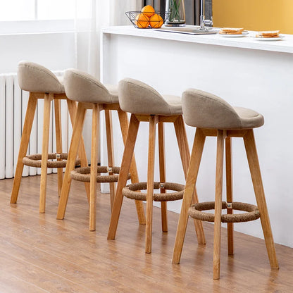 Solid Wood Bar Chair Nordic Rotatable High Foot stool Retro Pub Cafe Night Club High stool Modern Simple Backrest High Chair