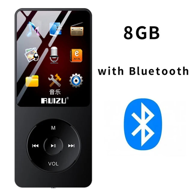 100% Original RUIZU X02  MP3 Player  With 1.8 Inch Screen Can Play 100 hours, 8gb With FM,E-Book,Clock,Data music player