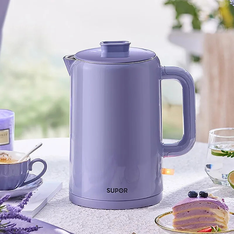 Purple Electric Kettle Boiling Water 304Stainless Steel Automatic Power Antidry Double anti-scald 1500w 1.5L