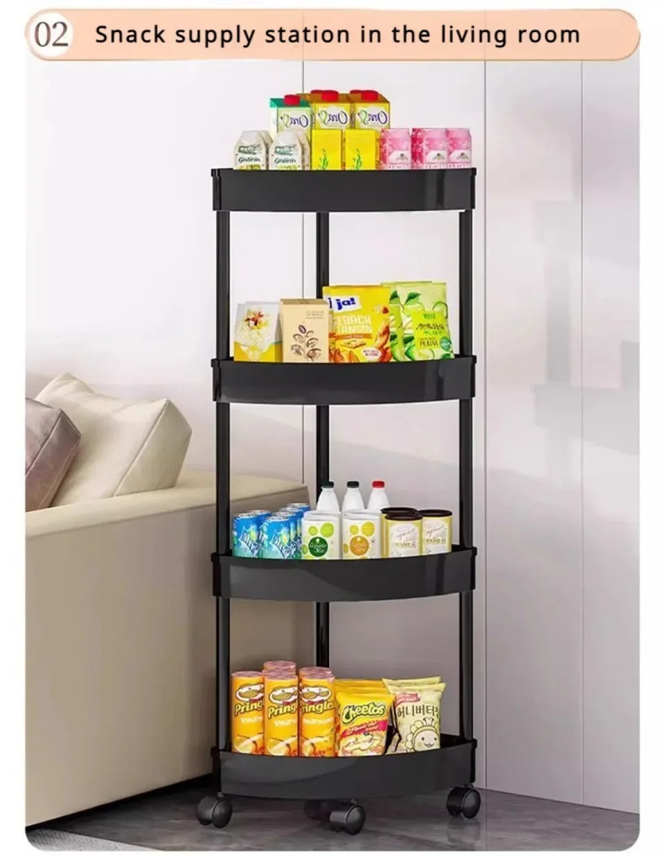 3/4/5 Tier Trolley Organizer Kitchen Gap Storage Rack Triangle Bathroom Storages Racks Bathroom Shelf Corner Storages Cabinet