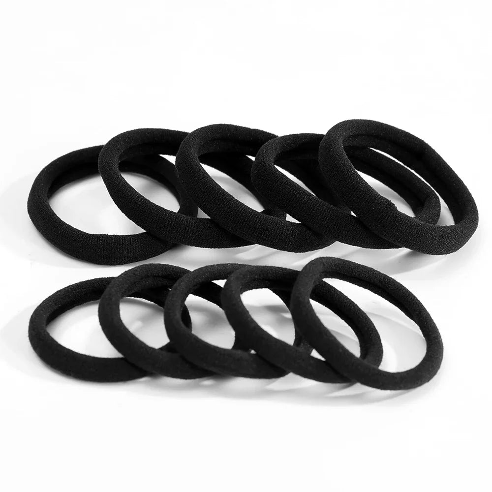 10-100pcs Simple High Elastic Rubber Bands Women Girls Black Hair Ropes Headband Scrunchies 2-5cm Basic Ponytail Holders