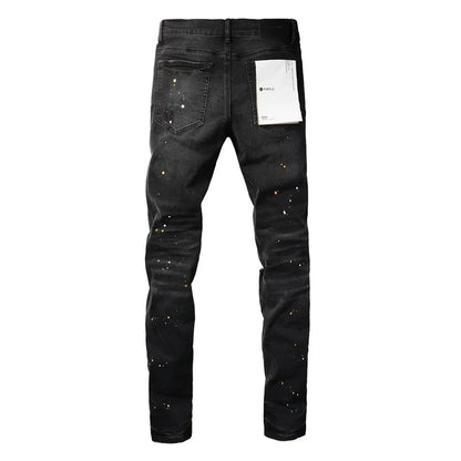 Purple Jeans American High Street Paint Hole Black 9045 2024 New Fashion Trend High Quality Jeans