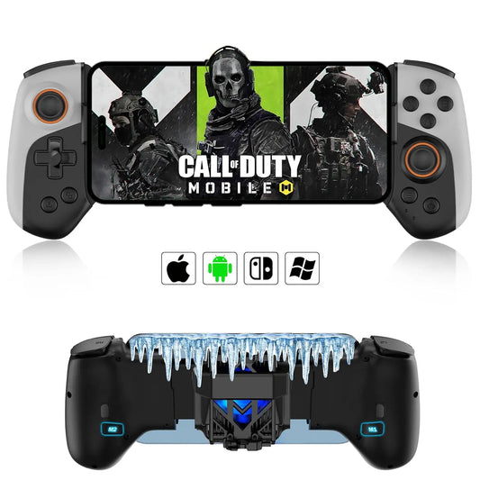 Mobile Gaming Controller with RGB Cooler for iPhone/Android/PC/Switch/Apple Arcade MFi Games with Customized Keys TURBO