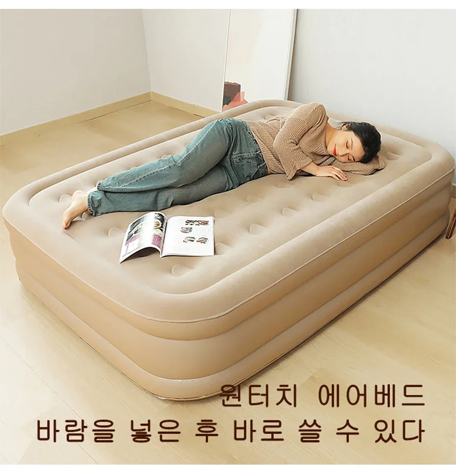 Interior air mattress glamping mats PVC inflatable sleeping mattress luxury 2 person camping bed mat built-in pump thicken mat