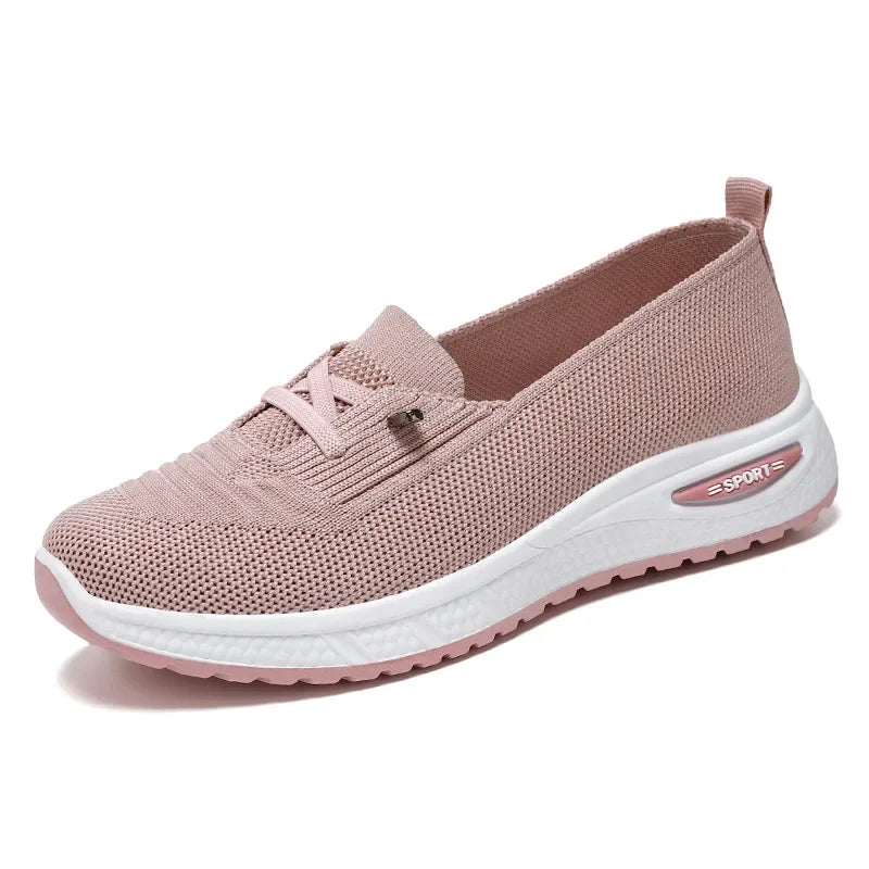 2024 Women's Casual Shoes Fashion Breathable Walking Flat Bottom Sports Shoes Women's Fitness Large Pink Women's Shoes 36-43