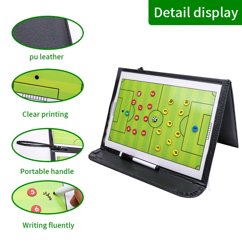 1 3-fold football tactics board Color folding coaching board Leather teaching board Magnetic pen teaching board