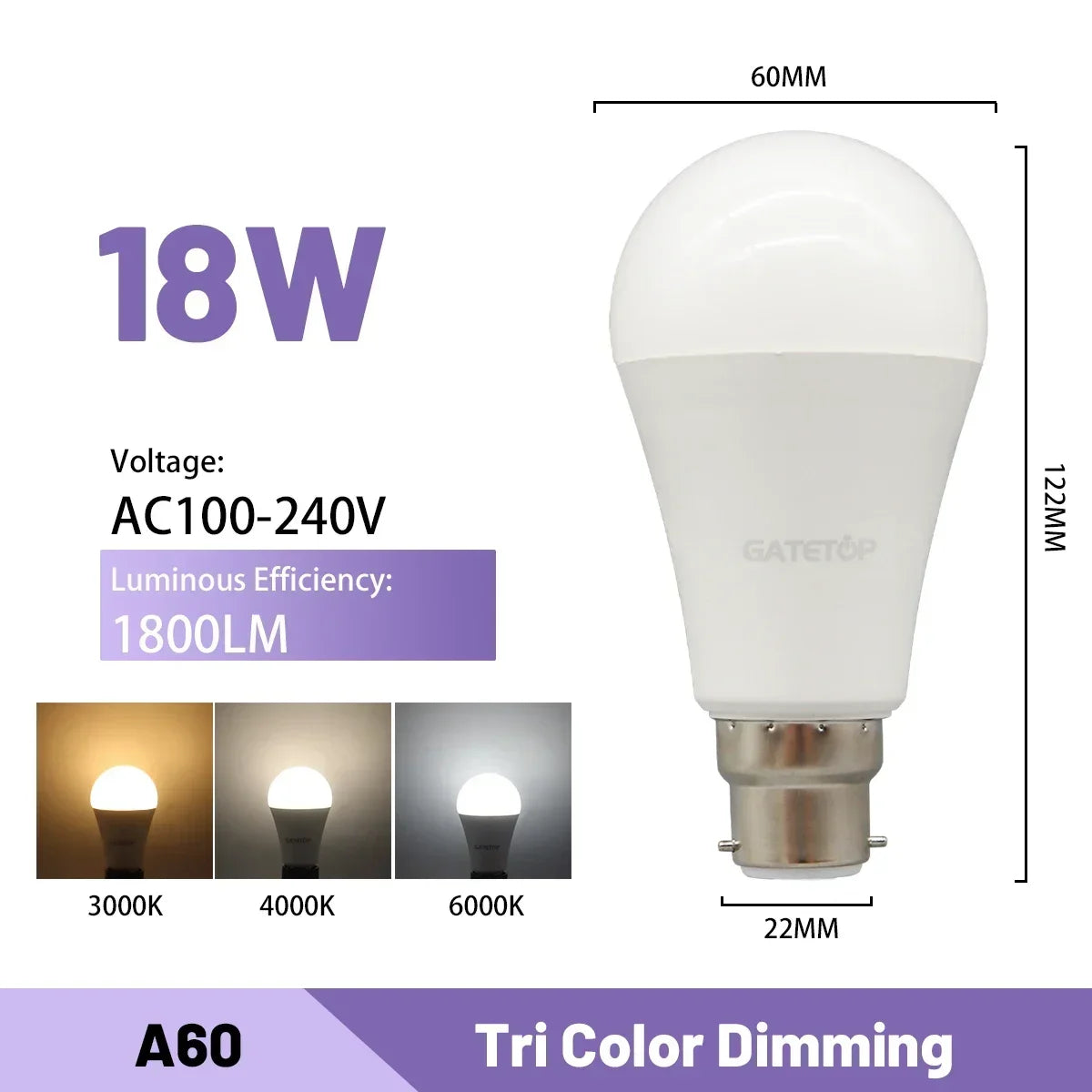 1-20pcs LED 3 Color adjusted Bulb AC110V 220V E27 B22 base Light Bulb 3CCT（3000K 4000K 6000K） Memory Function Color Temp Reset