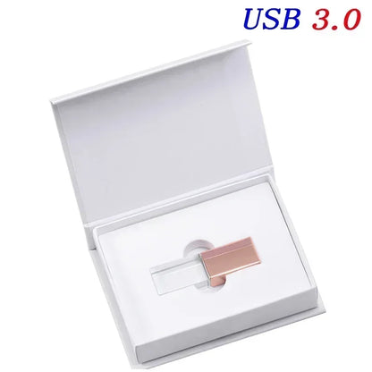 JASTERS usb flash pen drive 3.0 Crystal sticks  print custom logo 4GB 8GB 16GGB 32GB 64GB 128GB transparent glass Gift pendrive