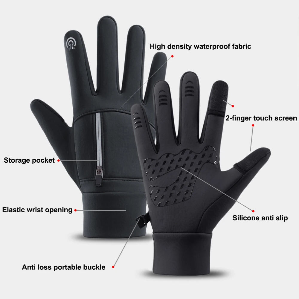 Winter Warm Gloves Flip Over Expose Two Fingers Gloves Waterproof Windproof Touch Screen Gloves Cycling Ski Fishing Gloves