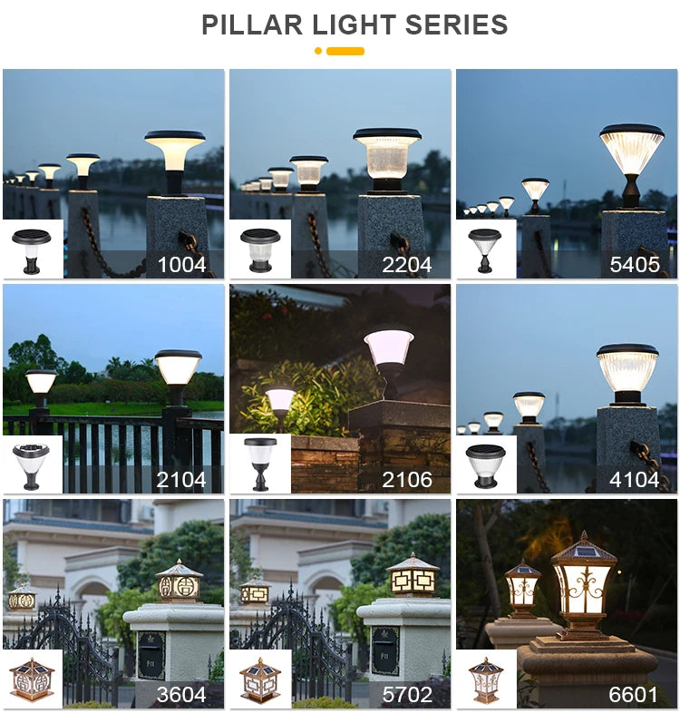 YYHC-2023 Outdoor Pillar Gate Lawn courtyard Lights LED Solar Lamp Post Street landscape Lighting for Home Garden