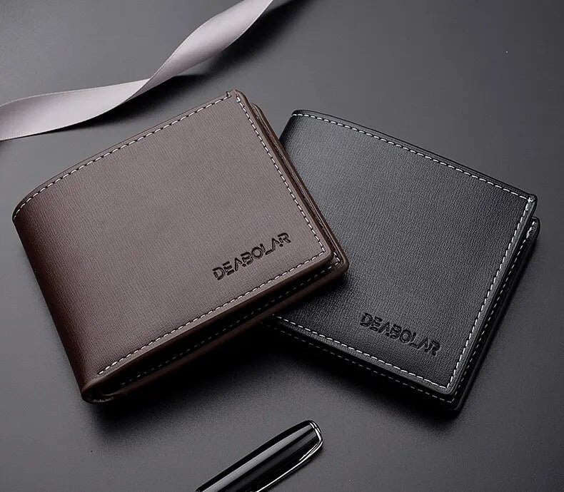 Pu Leather Men Short Wallet Thin Style Folding Young Men Credit Card Holder Wallet