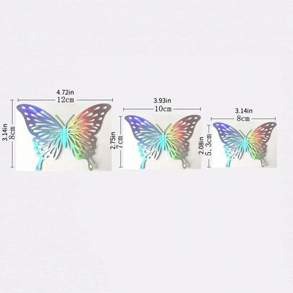 12 Hollow Butterfly Wall Stickers 3D Stereo Butterfly Stickers Festive Home Festive Decoration Stickers