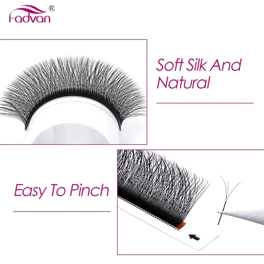 FADVAN 4D W Shape Eyelash Extension Premade Volume Fans Soft Style Mink Easy to Embellish Natural False Eyelashes