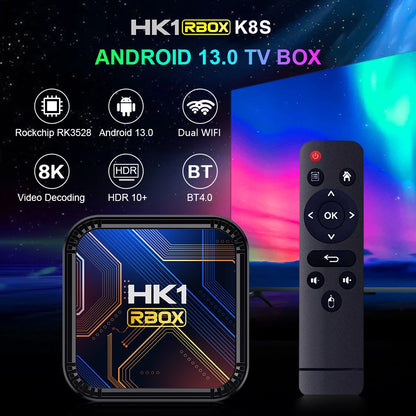 HK1 RBOX K8S Android 13 TV BOX RK3528 2.4G 5G WIFI BT 4.0 8K 64GB 32GB 16GB