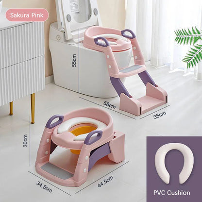 Foldable Baby Potty, Toilet Seat, Potty Training Potty Seat For Kids With Step Stool Ladder, Boys Potty, Portable Toilet