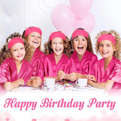 1/6/15Sets Spa Party for Girls Child Birthday Party Favors For Kids Kimono Girl Kids Robes Wedding Favour Bathrobe with Headband