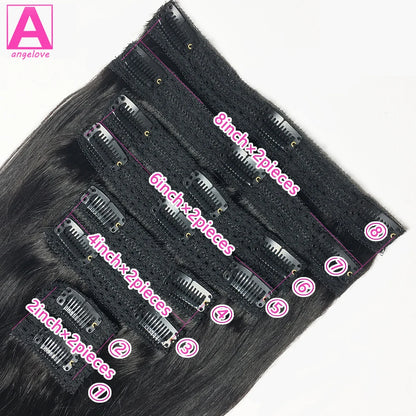 Straight Clip In Hair Extension Human Hair 120g/Set Straight Clip In Extension Full Head Brazilian Clip Hair Extension for Women