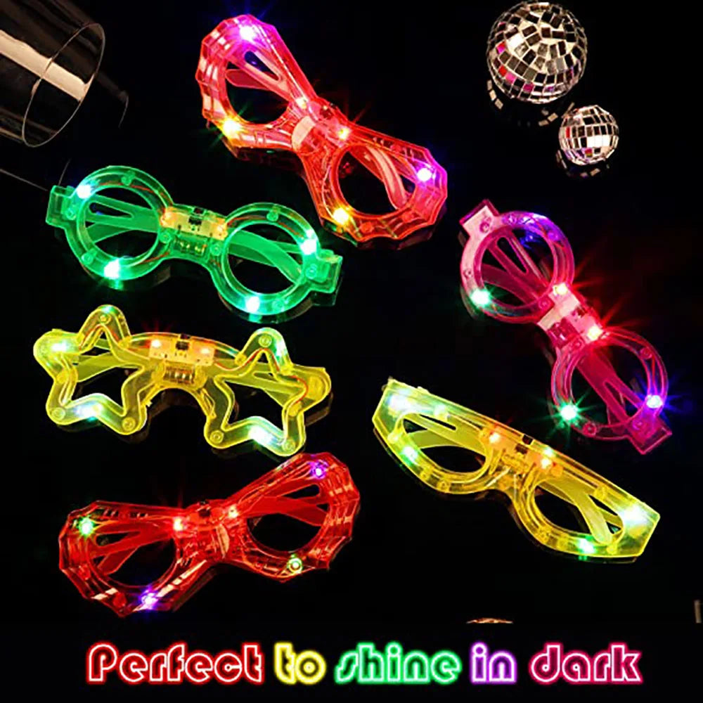 LED Glasse Neon Glow In The Dark Party Favor Supplies Light Up Glasses for Adults Kid Birthday Wedding Party Accessories