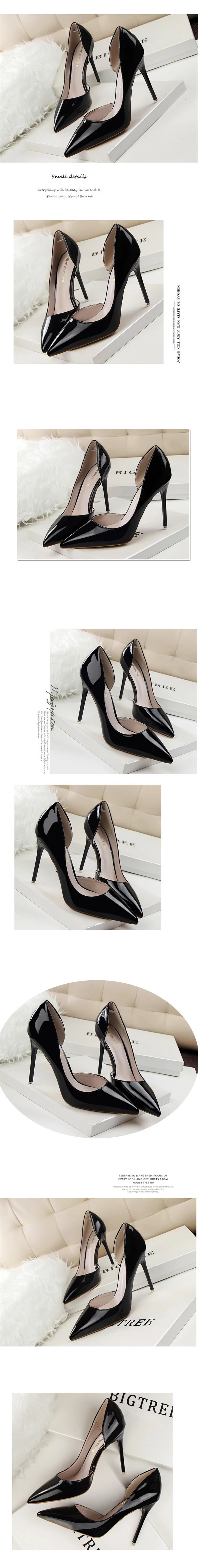 BIGTREE Shoes New Patent Leather Woman Pumps Pointed Stiletto Fashion Women Work Shoes Sexy Cut-Outs High Heel Shoe Ladies Party