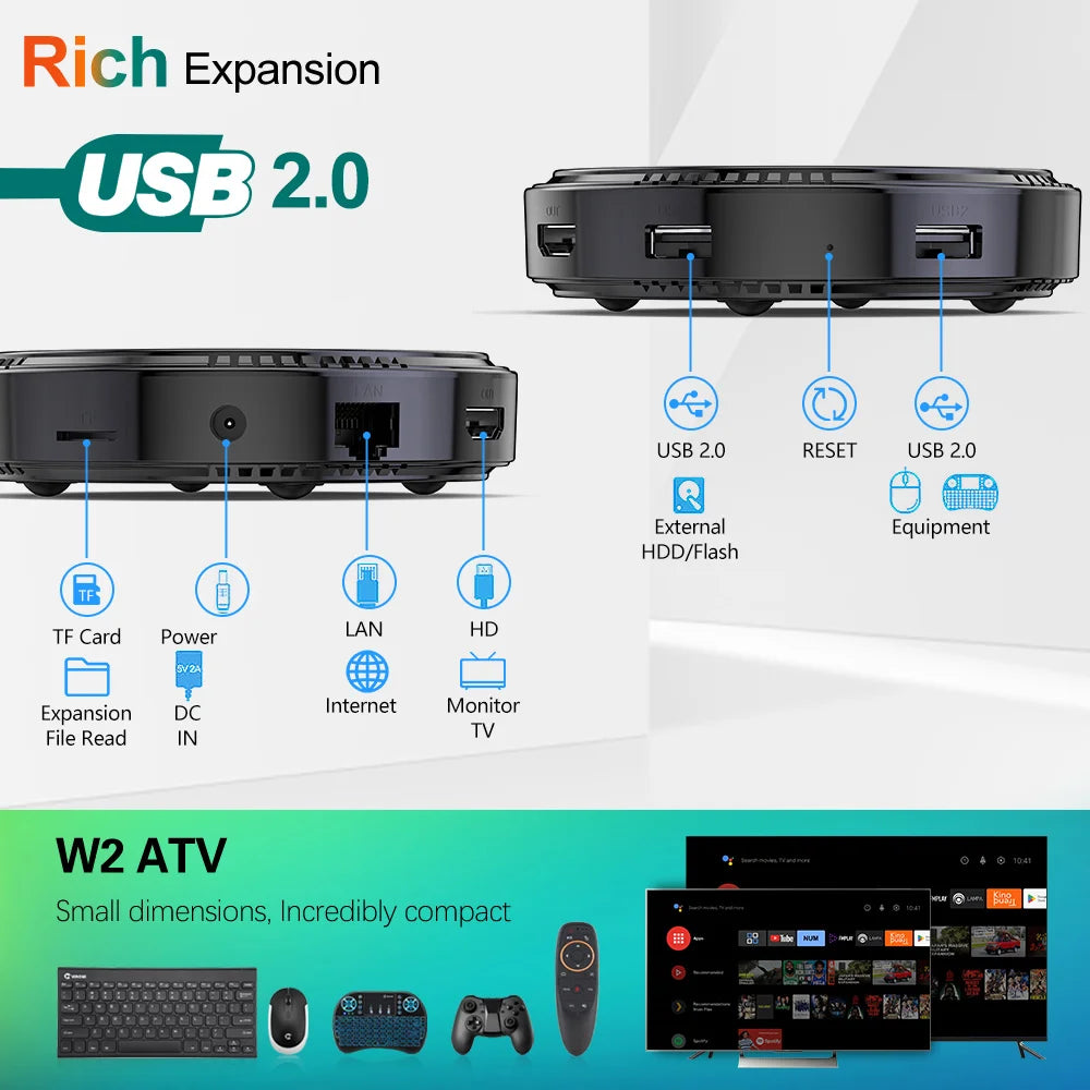 VONTAR W2 ATV androidtv 11.0 Smart TV Box Amlogic S905W2 Google Voice Input 8K Video 4K@60fps AV1 Dual Wifi BT4.0 Media Player