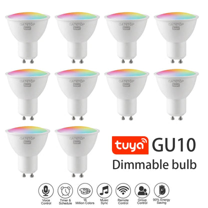 1-10PCS Tuya GU10 LED Rgb Smart Light Bulb Dimmable Gu10 6W Wifi Led Magic Lamp AC 85-265V 110V 220V Work With Alexa Google Home