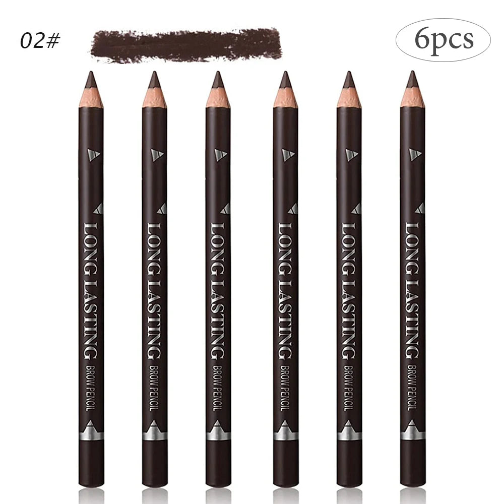 6/12Pcs Waterproof Eye Brow Pencil Professional Women Eye Makeup Pen Easy Color Beauty Cosmetic Beginner Practice Eyebrow Tools