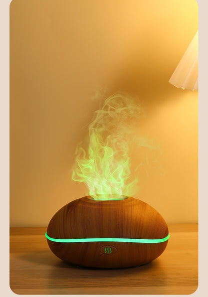 7 colores Fire Flame Wood grain aromatherapy machine humidifier Aroma Diffuser Air Ultrasonic Mist Maker Fogger Aroma