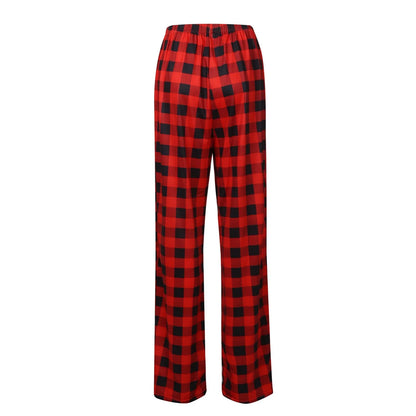 Women Christmas Pajama pants Autumn Winter Plaid Printed Pants Fashion Casual Wide Leg Pants Clothing Streetwear