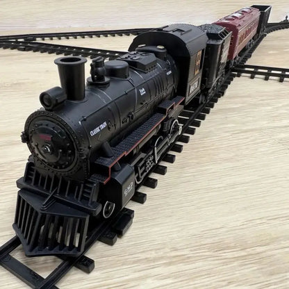 Classical Battery Operate Electric Railway Train Steam Locomotive Set Adding Water to Smoke Train Toys with Light&Sound   ﻿