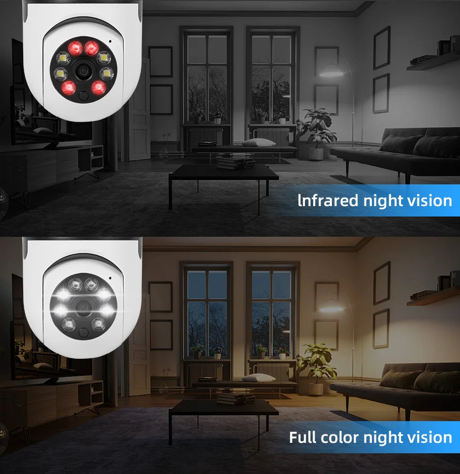 Bulb E27 Surveillance Camera Full Color Night Vision Automatic Human Tracking Zoom Indoor Security Monitor Wifi Miini IP Camera