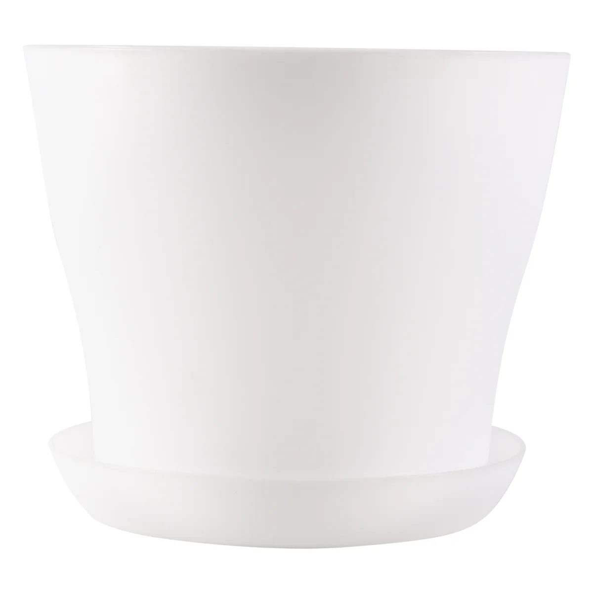 Plastic Plant Flower Pot Planter With Saucer Tray Round Gloss Home Garden Decor, White Upper Caliber -, 14cm / 5.51"