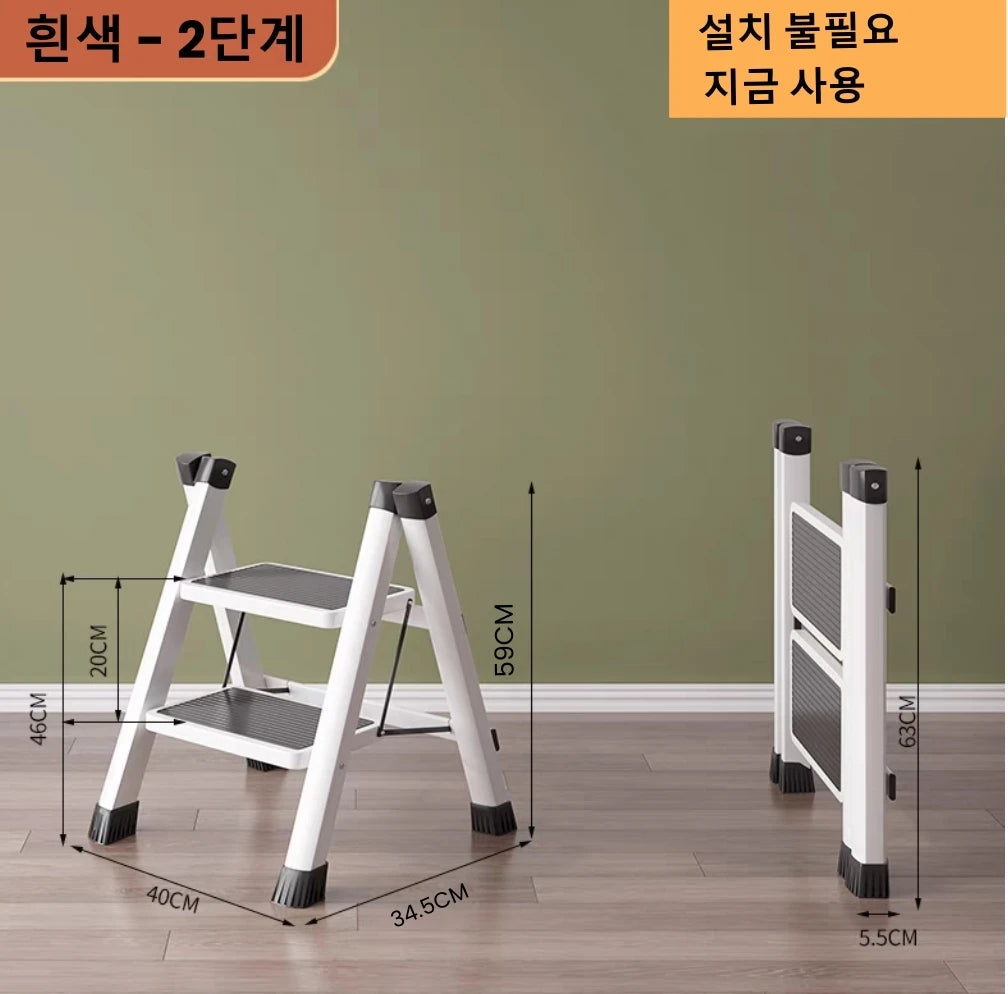 White Folding Ladder Chair Carbon Steel High Stools Strong Load-bearing Thickened Kitchen Step Ladder Stool