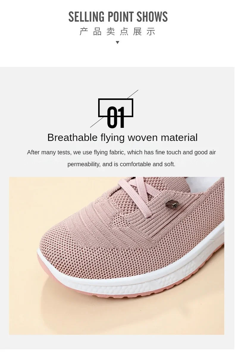 2024 Women's Casual Shoes Fashion Breathable Walking Flat Bottom Sports Shoes Women's Fitness Large Pink Women's Shoes 36-43