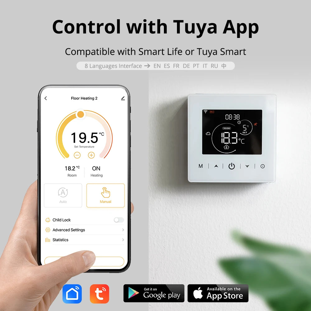 Beok Wifi Heating Battery Thermostat Smart Life Gas Boiler Thermoregulator Smart Home with Alexa Google Home