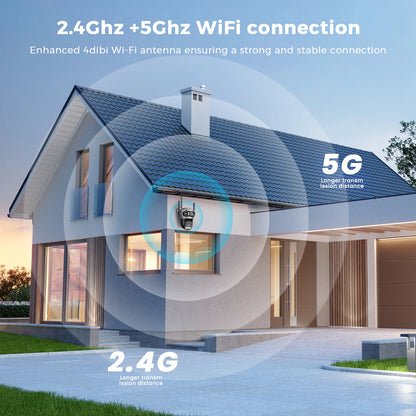 15MP 8K Three Lens Three Screens PTZ Wifi Camera Outdoor HD 5G Wifi Security Camera Ai Human Detection Home Surveillance Camera