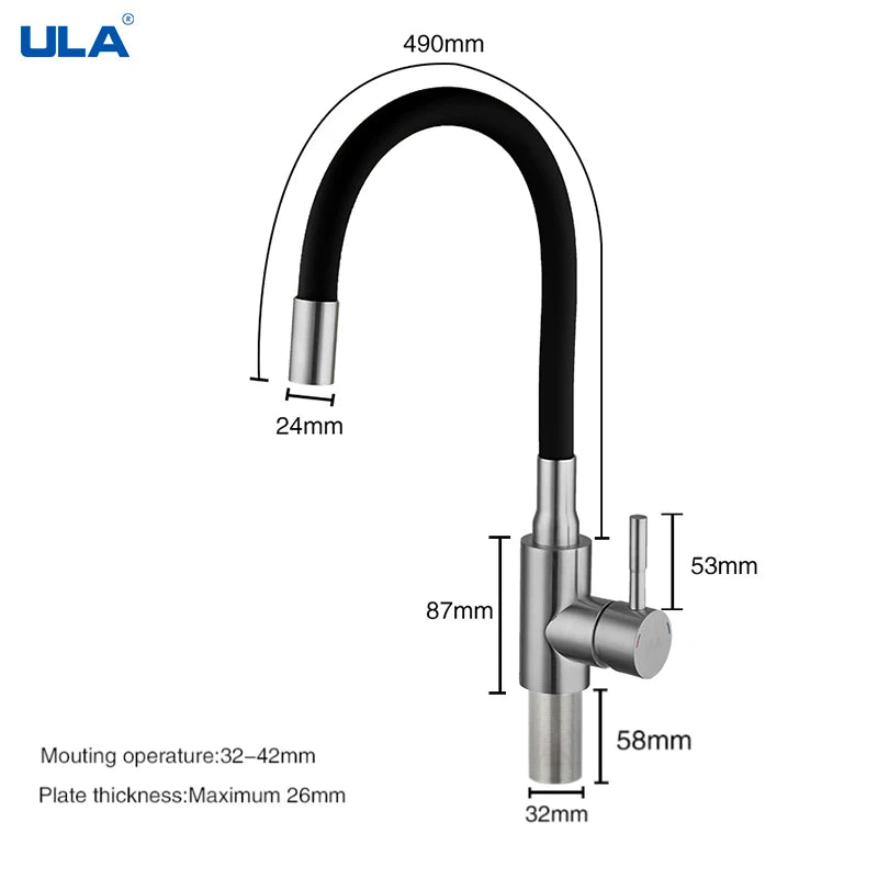 ULA Stainless Steel Kitchen Faucet Kitchen Sink Faucet Hot Cold Water Sink Mixer Tap Colorful Hose Tap Crane Torneira