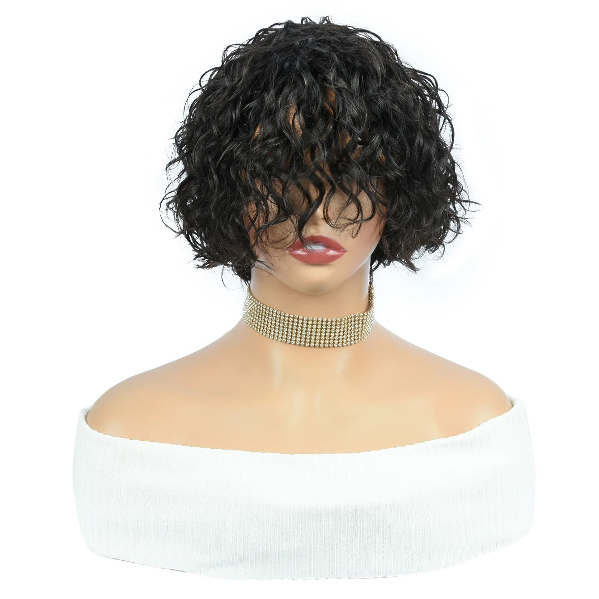 Curly Human Hair Wigs Full Machine Made Wigs For Woman Natural Color Pixie Cut Human Hair Wigs Pixie Cut Wigs HairUGo