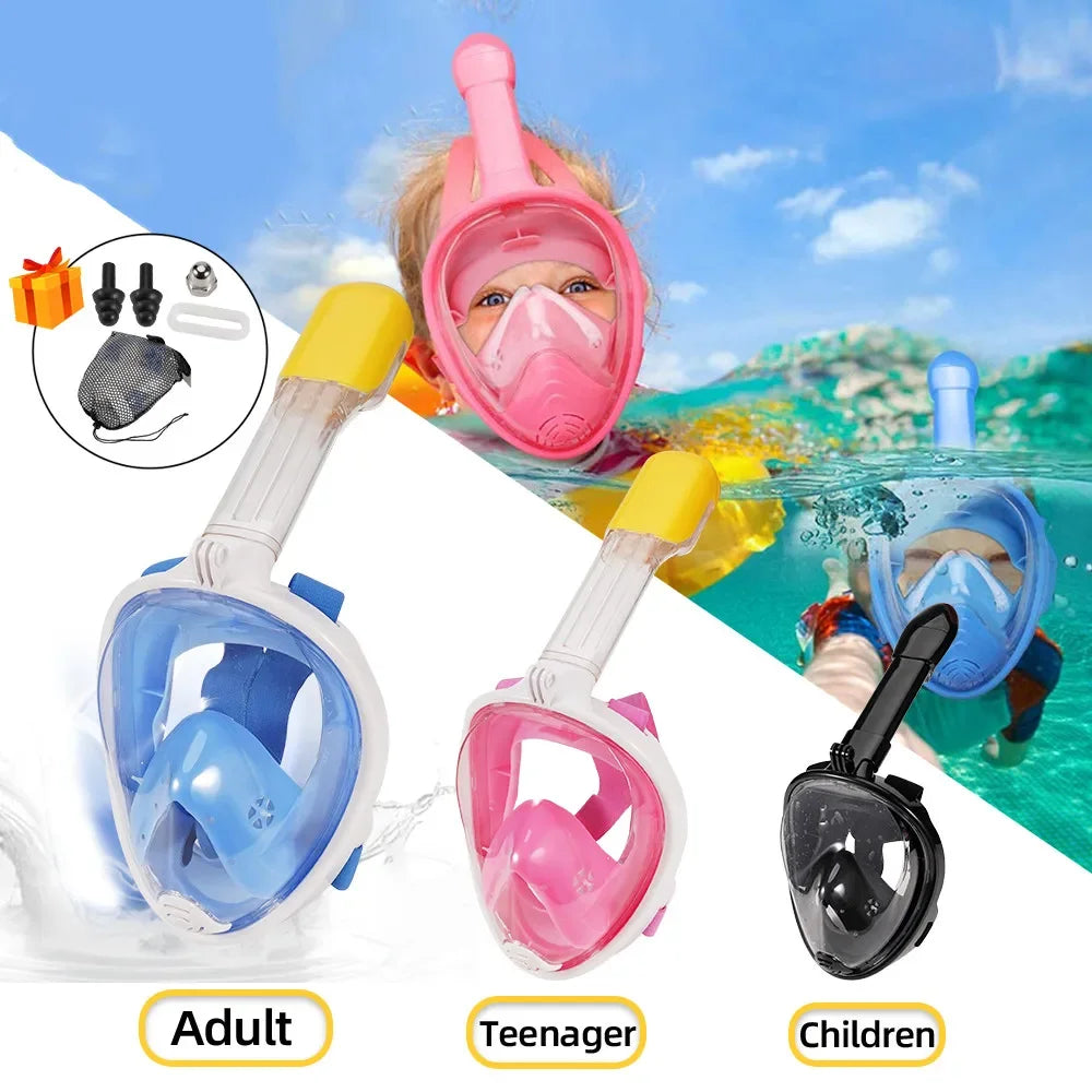 Underwater Scuba Anti Fog Full Face Diving Mask Snorkeling Respiratory Masks Safe Waterproof Swimming Equipment for Adult Kids