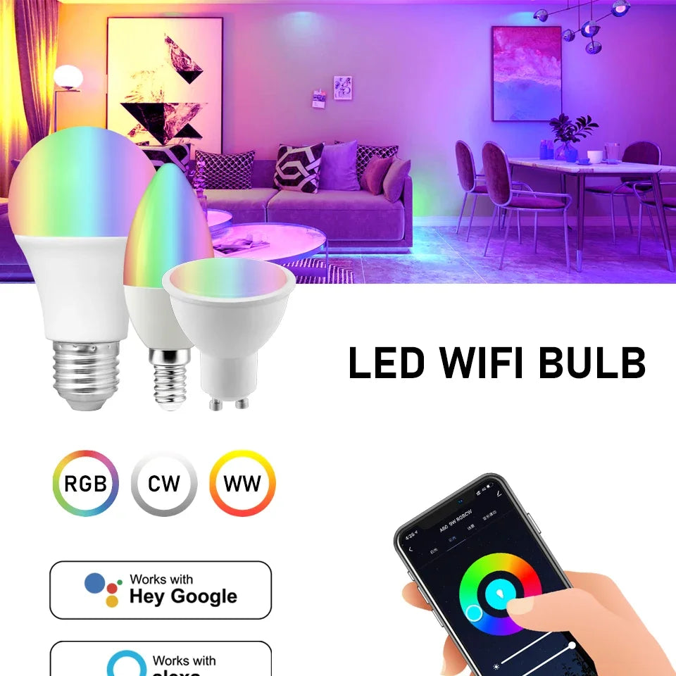 1-10PCS Tuya GU10 LED Rgb Smart Light Bulb Dimmable Gu10 6W Wifi Led Magic Lamp AC 85-265V 110V 220V Work With Alexa Google Home