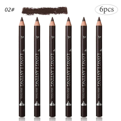 6pcs Eyebrow Eyeliner Pencils Makeup Pen Black Waterproof Eye Brow Pencil Long-lasting Nice Color Eye Brow Gel Pen Makeup Tools