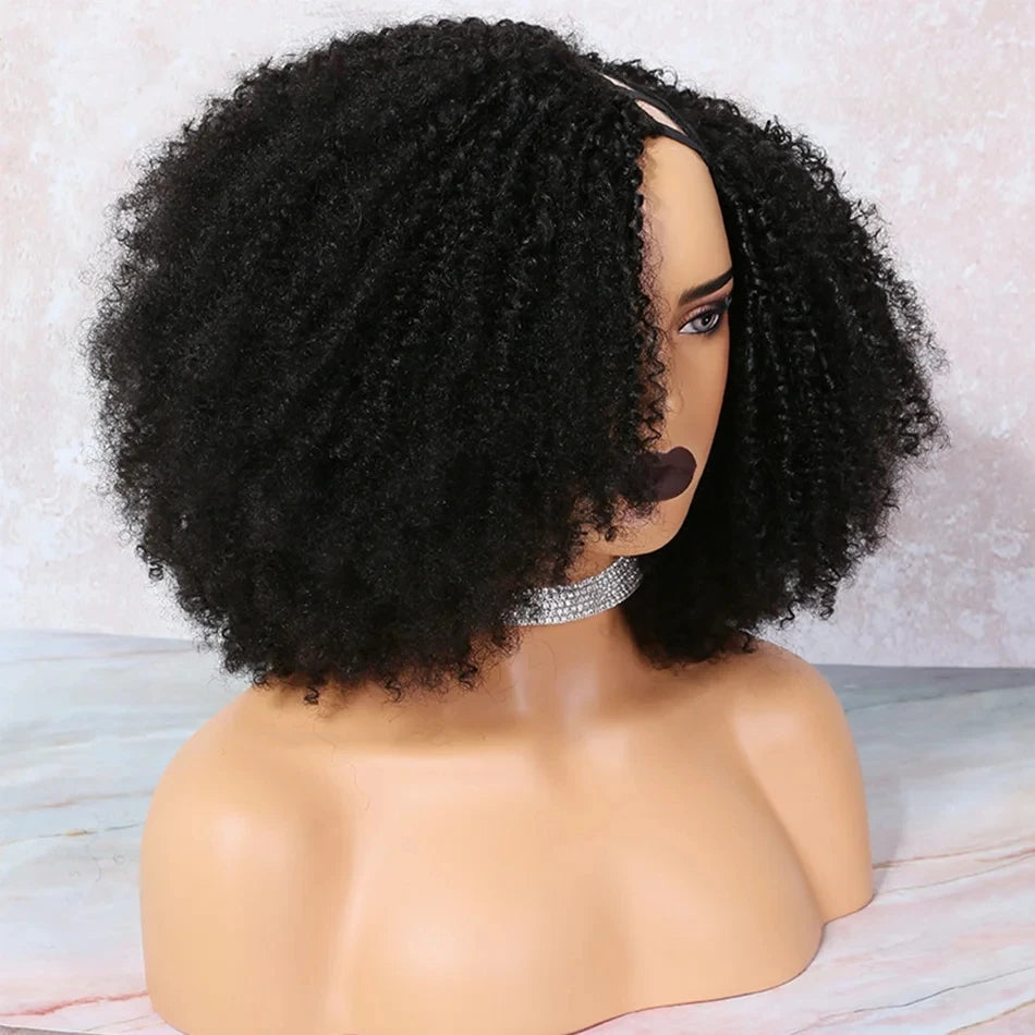 Afro Kinky Curly U Part Wigs For Women Peruvian Remy Human Hair Afro Kinky Curly V Part Wig 180% Densities 24 Inch Long Wig