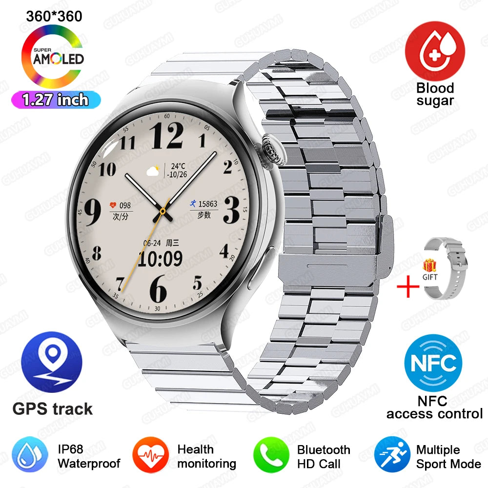 2024 New  For Huawei IOS GPS Track Smart Watch Women HD Screen Heart rate NFC Bluetooth Call Waterproof Blood Sugar Smartwatches