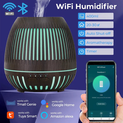 Tuya Smart Humidifier Essential Oils with Colorgul LED Light WiFi Aroma Diffuser Timer Wireless Control Work with Alexa Google