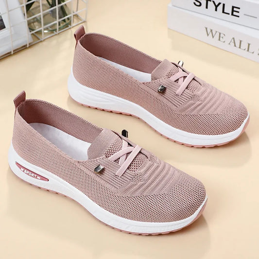 2024 Women's Casual Shoes Fashion Breathable Walking Flat Bottom Sports Shoes Women's Fitness Large Pink Women's Shoes 36-43