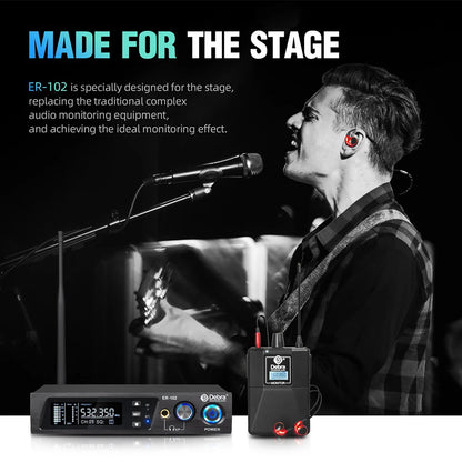 Debra ER102 UHF In Ear Monitor Wireless System With Multiple Professional Transmitter For Small Concerts And Home Theater.