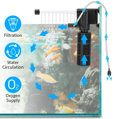 3 in 1 Silent Aeration Water Purifier Internal Pump Submersible Aquarium Filter Oxygen Submersible Water Purifier